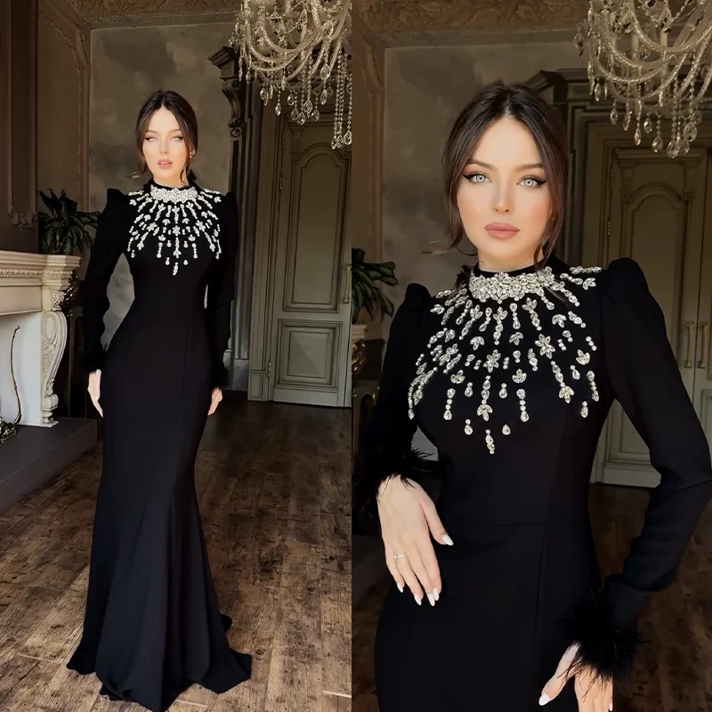 Black Red Color Women Long Sleeve Sexy Shinning Crystal Bodycon Bandage Long Dress Celebrate Evening Party Prom Dress