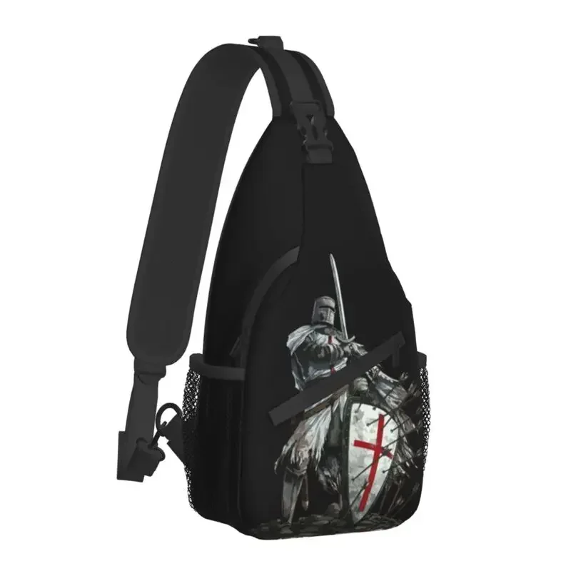 Knights Templar Sling Bag Men Medieval Templar Shield Cross Shoulder Crossbody Chest Backpack Travel Hiking Daypack