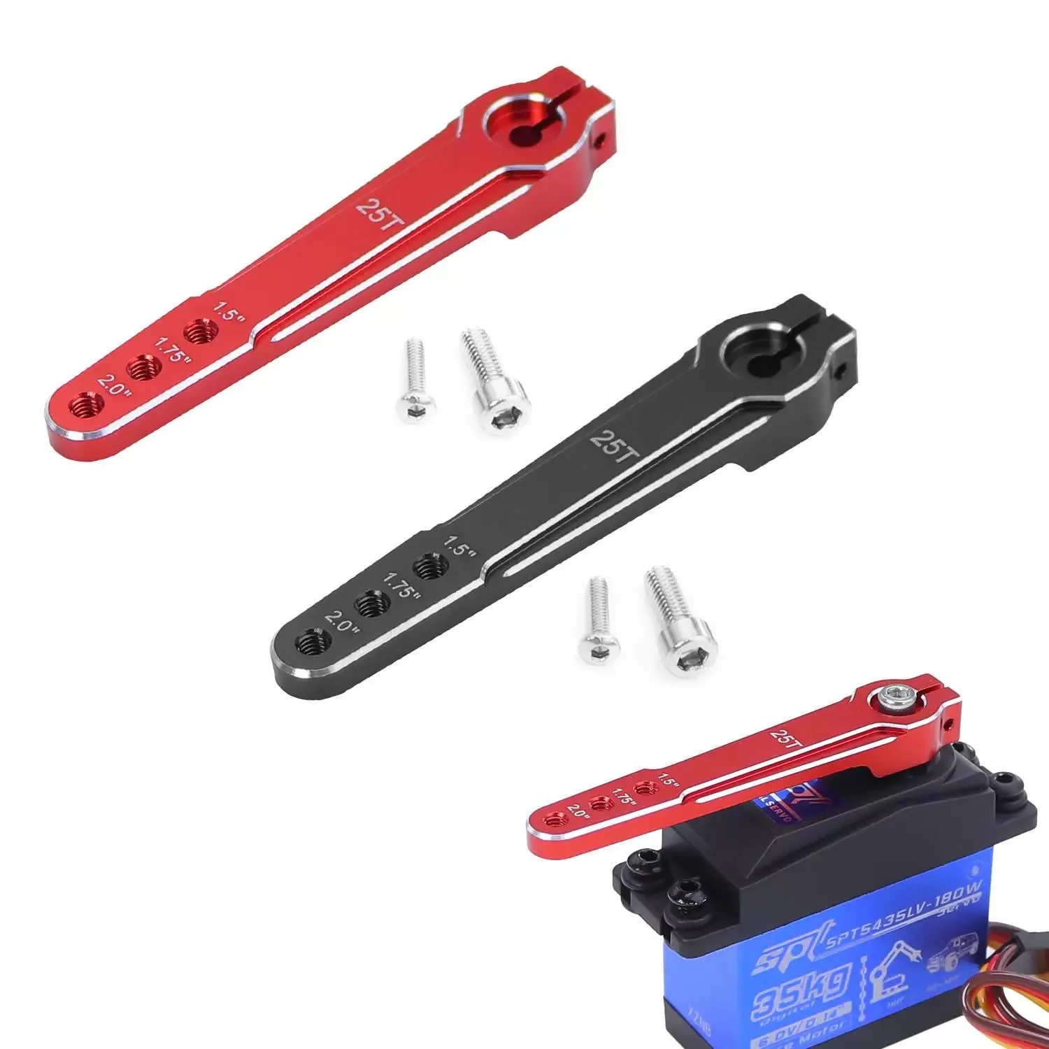 Aluminio 1,5/1,75/2,0 pulgadas 25T brazo Servo de dirección extendido M3 3 orificios para SCX10 RC coche avión Servo piezas