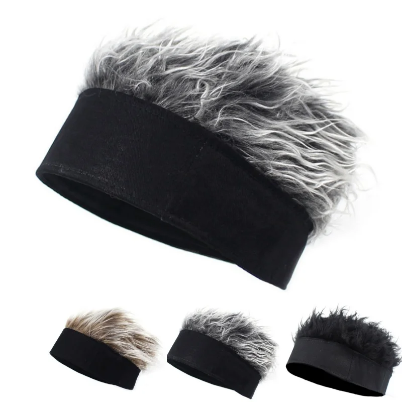 Unisex Spiked Synthetic Wig Beanie Hat Fake Hair Cap Cosplay Toupee Melon Headband Hip‑Hop Party Costume Headwear