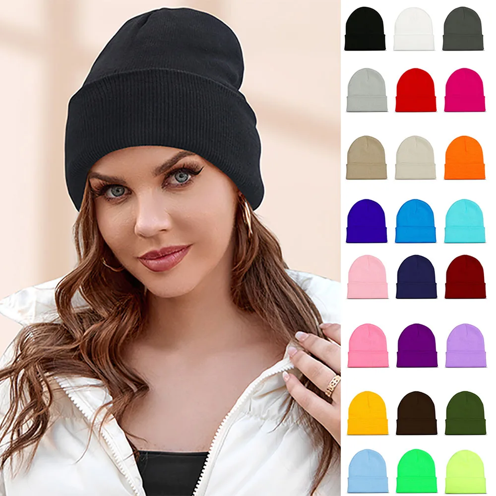 

24 Colors High Quality Solid Plain Men's Beanie Women's Winter Hat Hip Hop Ski Knit Hats