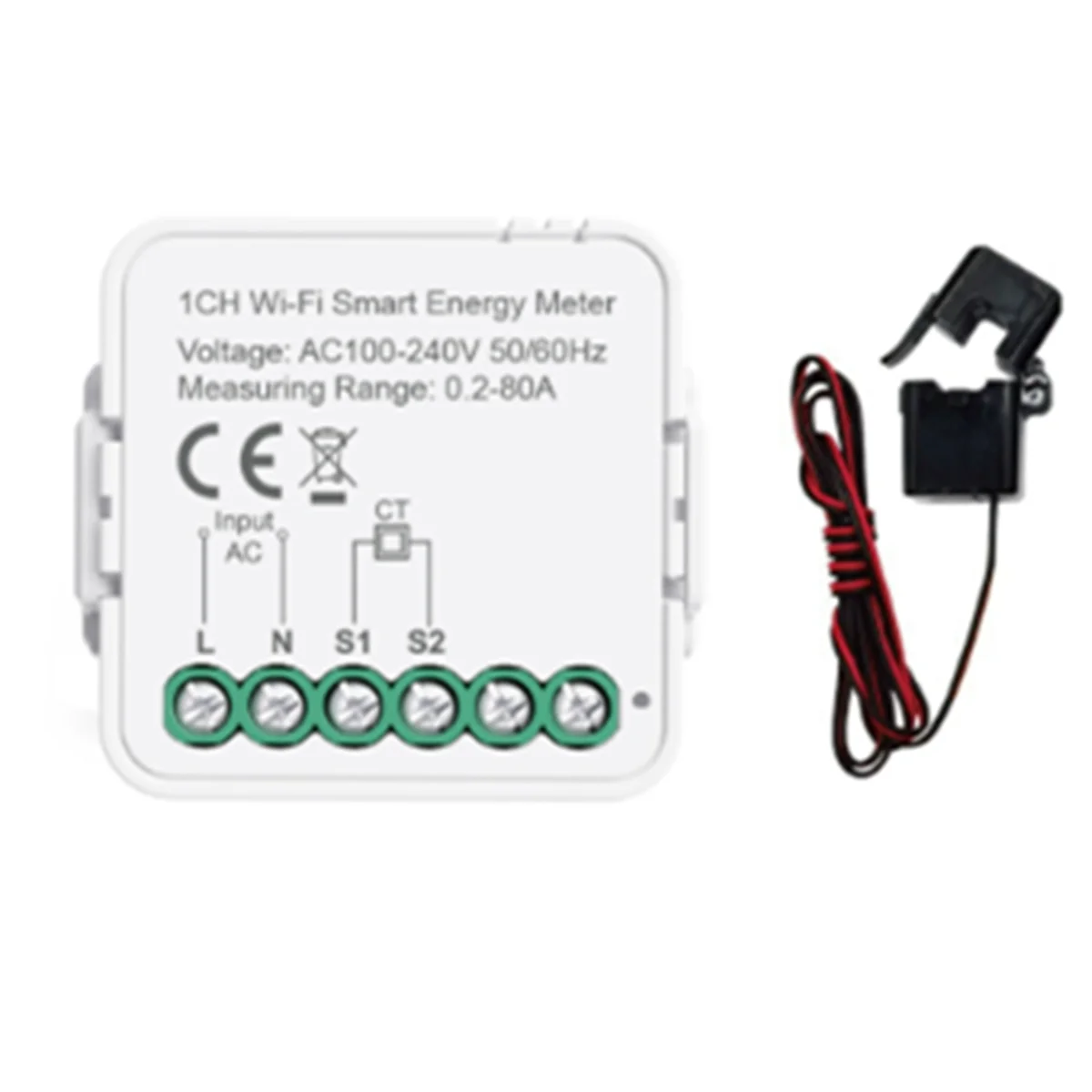 AAAEL-Smart Wifi Energiemeter Tuya Statisticus 80A Home Power Monitor AC100-240V Eenfase Stroom Sensor Stroomtang