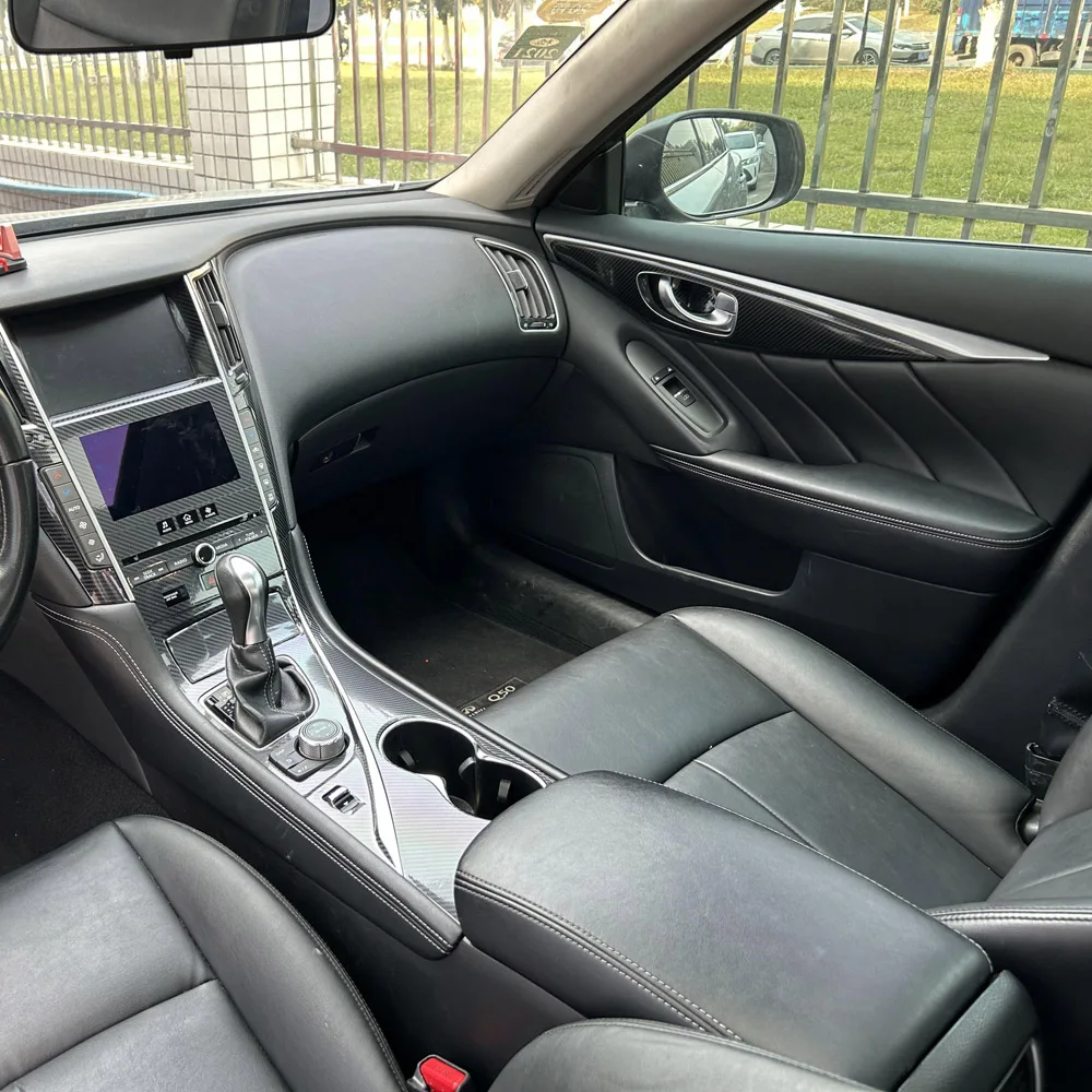 For Infiniti Q50 2013-2022 Interior Central Control Panel Door Handle Carbon Fiber Sticker Decals Car styling Accessorie