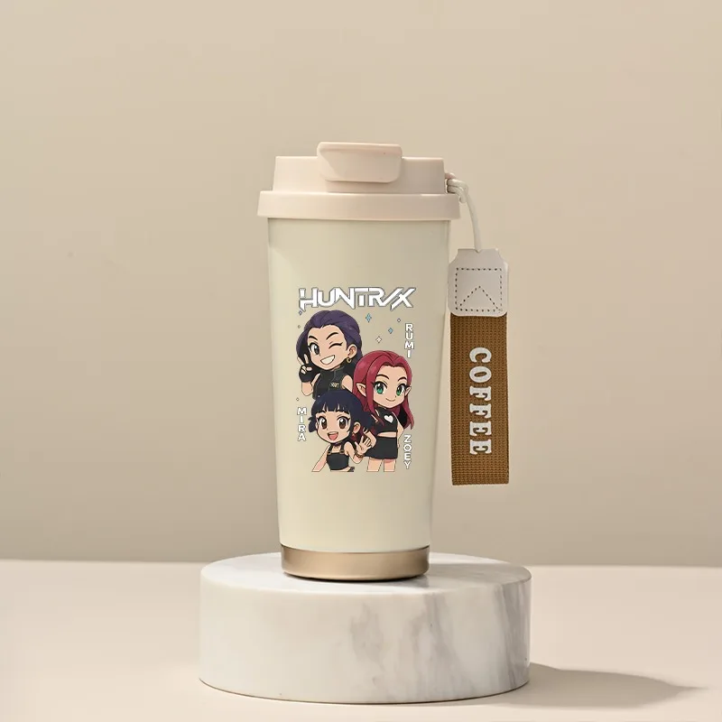 KPop شيطان الصيادين كوب ماء من الفولاذ المقاوم للصدأ بنين بنات Kawaii أكواب القهوة الباردة أنيمي الكرتون المحمولة كوب معزول هدايا الاطفال