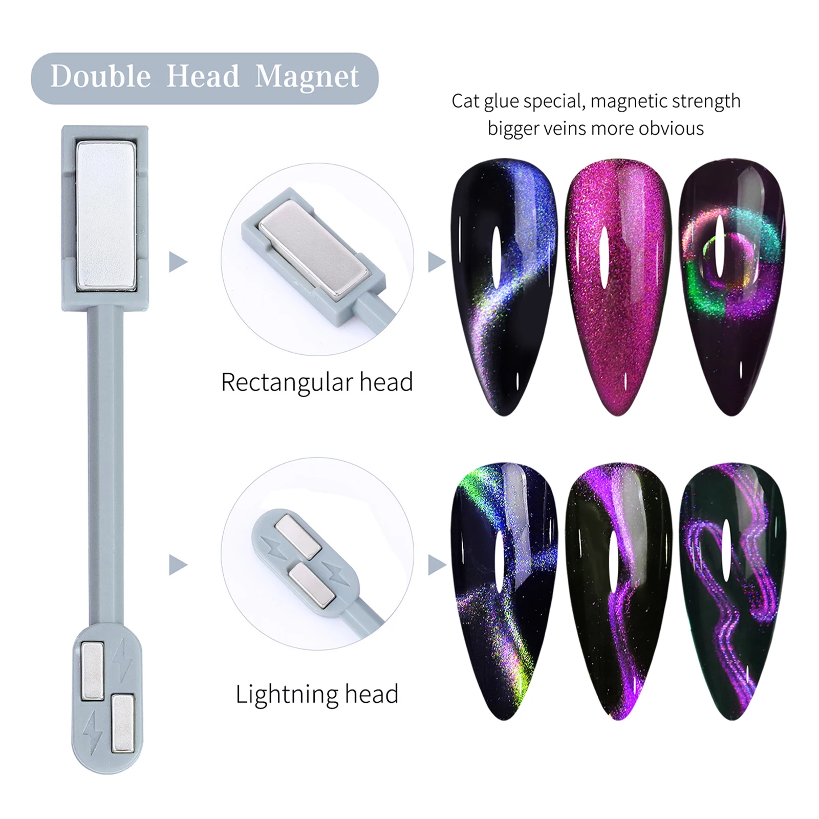 Ensemble d'aimants pour ongles œil de chat, outils de bâton magnétique pour Nail Art, blocs magnétiques pour effet de vernis Gel, Kit d'accessoires pour Nail Art, 14 pièces