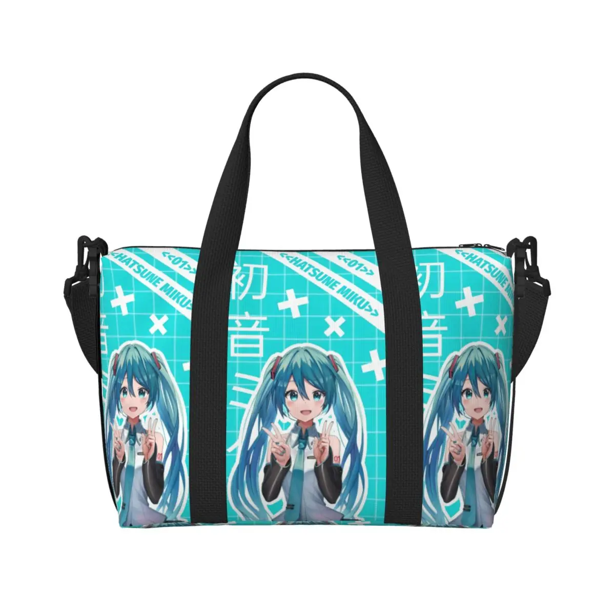 カスタム-h-hatsunes-トートバッグ女性大容量ミクス-y2k-ボーカロイド漫画映画ビーチジムショルダートラベルバッグ