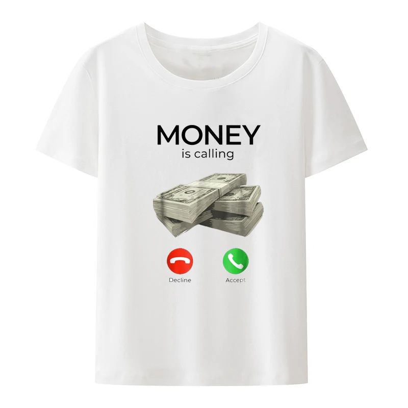 Money Is Calling Cash Funny Business Hustler Long Sleeve T-Shirt for Men Ultra Slim Fit Youthful Style Henry Collar Shirt