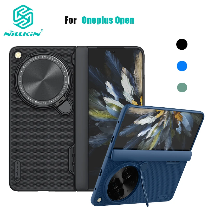 

For OnePlus Open Case NILLKIN Frosted Shield Prop Full Coverage Lens Flip Bracket For One Plus Open With Mobile Phone Holder