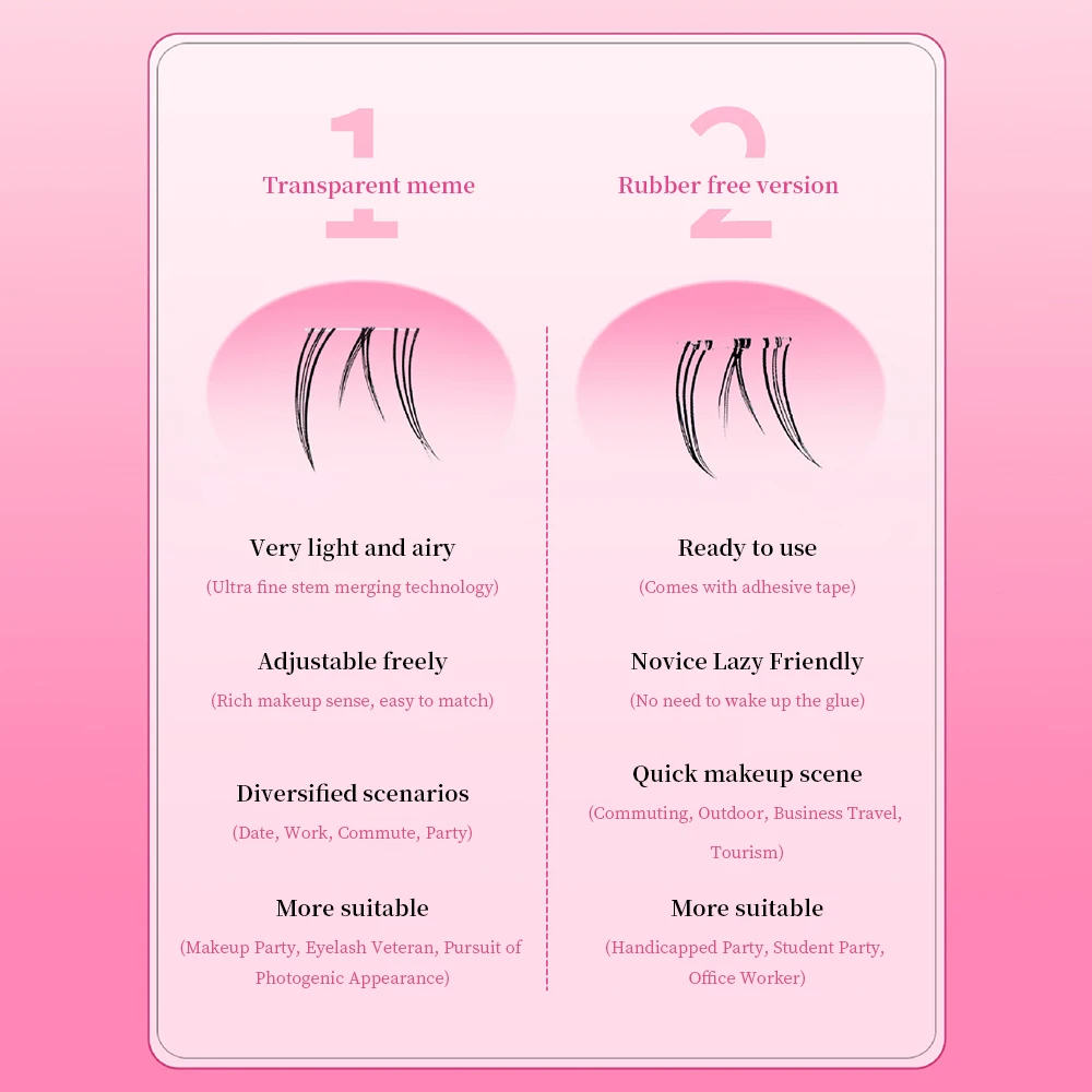 BQI Polaris C Curl Glue Free Eyelashes Light Thick Transparent Stem Lower Eyelashes, Natural Hair Flu Comic False Eyelashes