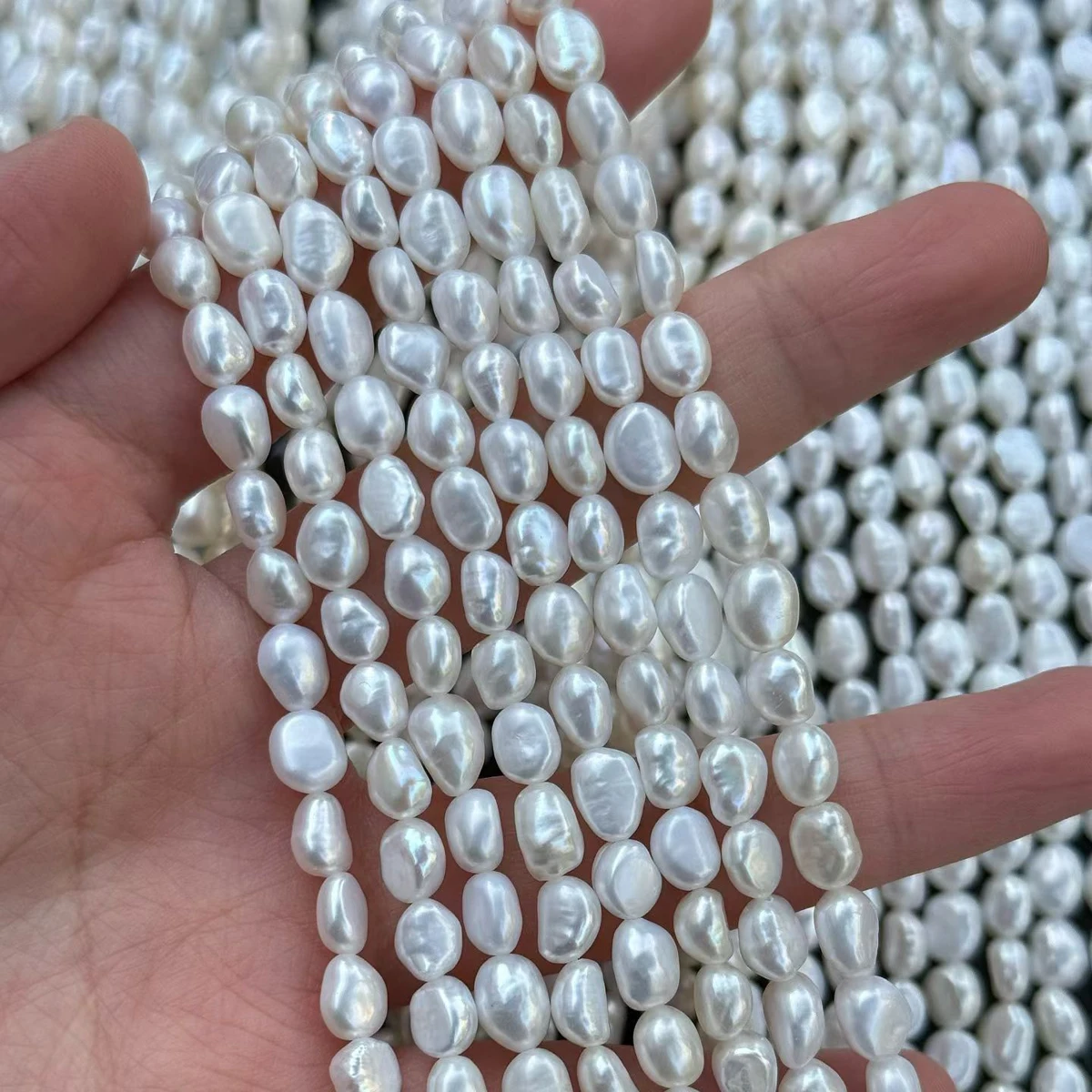 AAA 6-7mm Natural Freshwater Pearls Beads Irregular-Shaped Through-Hole for DIY Jewelry Making Necklaces Bracelets