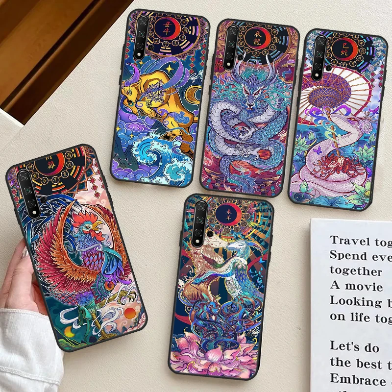 Chinese Zodiac Dragon Tiger For Huawei Nova 9 10 SE 11 Pro 11i 8i 3i 5T Y60 Y61 Y70 Y90 Y91 P20 P30 P40 Lite Phone Case