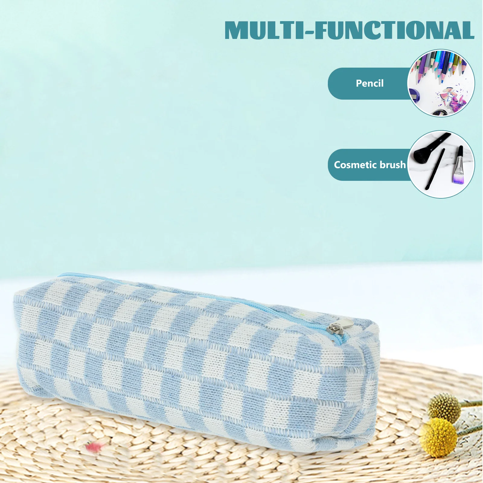 

Checkered Pencil Bag Small Size Large Capacity Lightweight Portable Stationery Organizer For Students Artists School