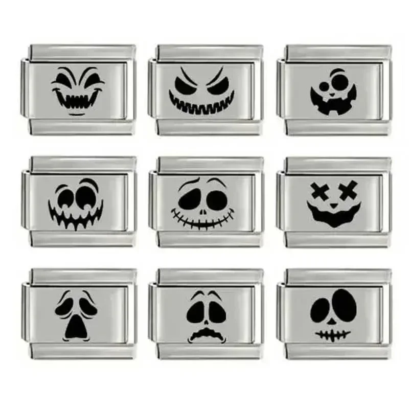 

New DIY Italian Charm 9mm Module Anime Stainless Ghost Face Diablo Clown Steel Elastic Bracelets for Men and Women Gift Jewelry