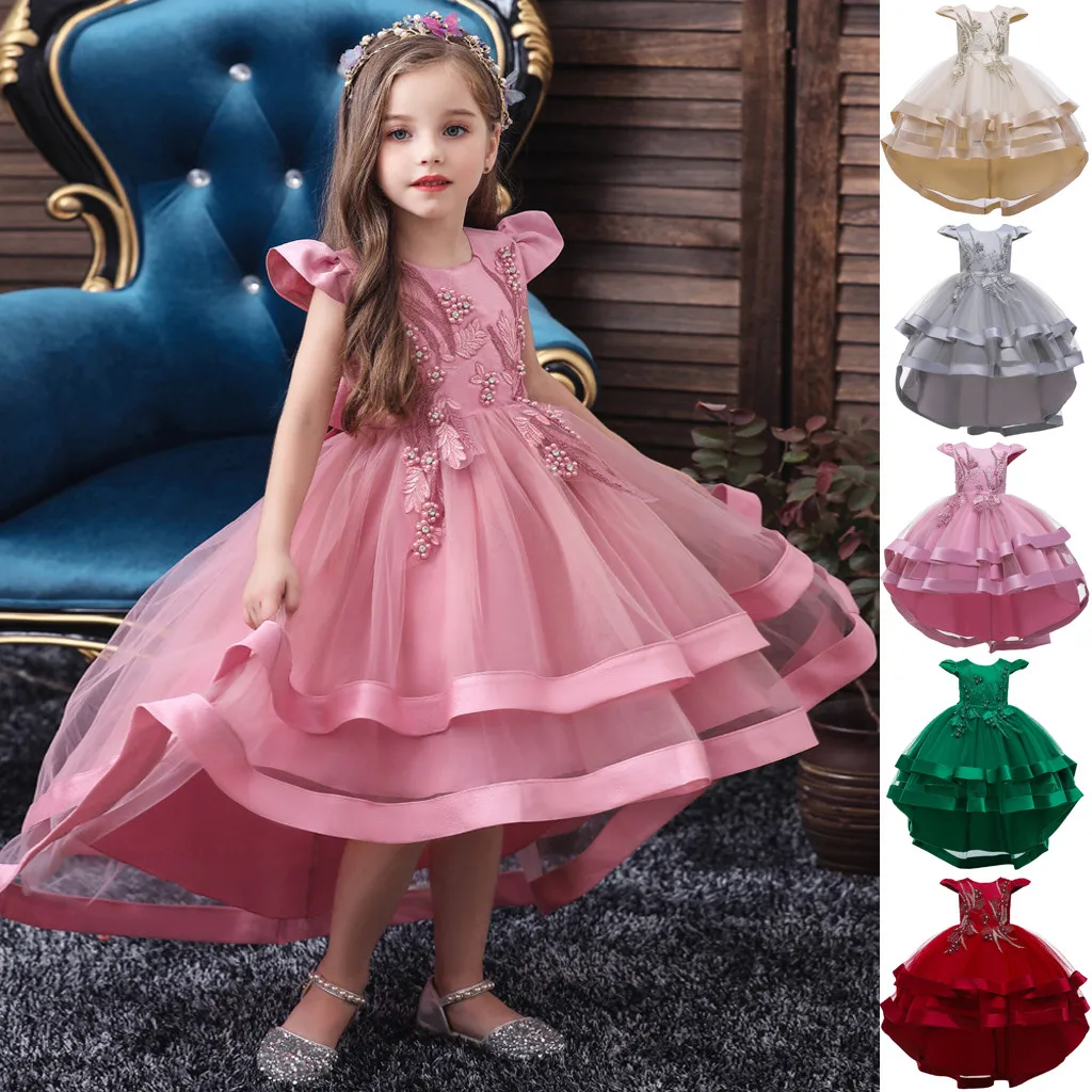 Girl First Birthday Outfit Flower Girl Dress Kid Party Wedding Pageant Formal Tutu Dresses Clothes Little Girls Princess Dresses