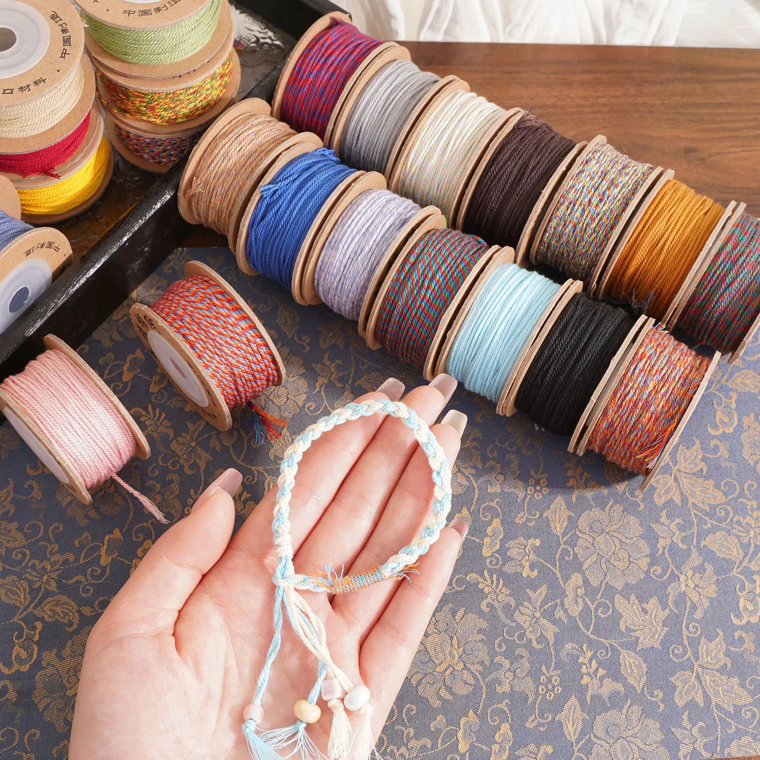 1/1.2/1.5mm Cotton Cord Rope About 15-25m/Roll Colorful Thread Cotton String For Sewing Making Bracelet Handicrafts Materials