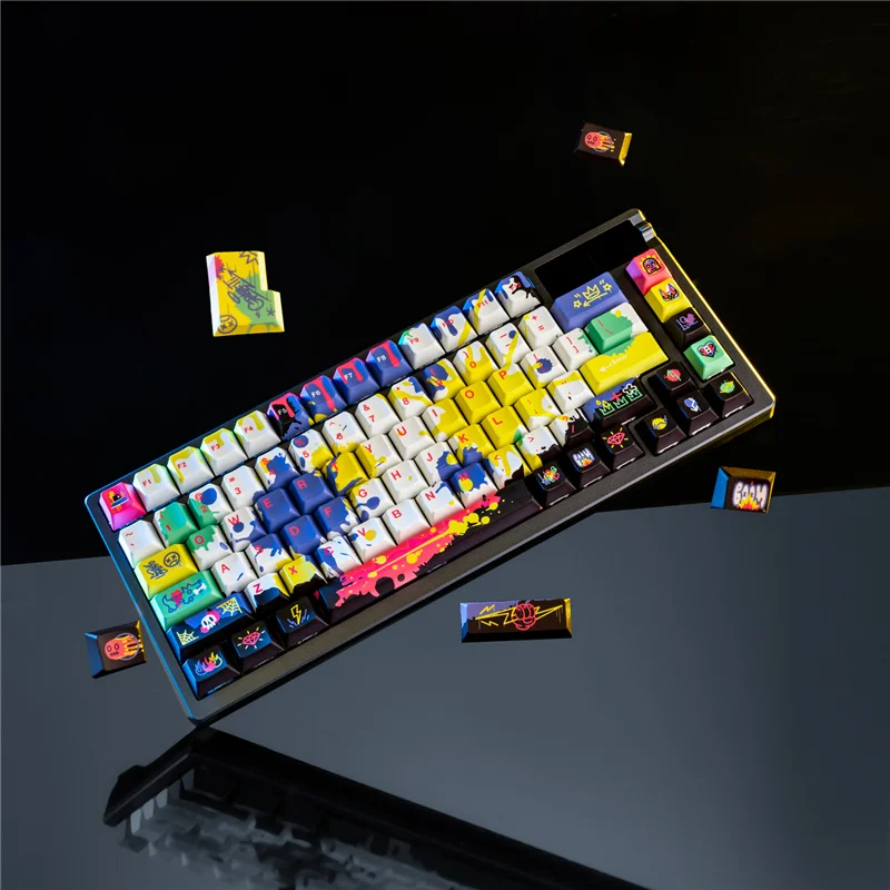 Imagem -02 - Pbt Cherry Perfil Keycaps 141 Teclas Teclas para 61 64 61 68 75 84 87 96 90 104 108 Teclado Mecânico Graffiti Novo