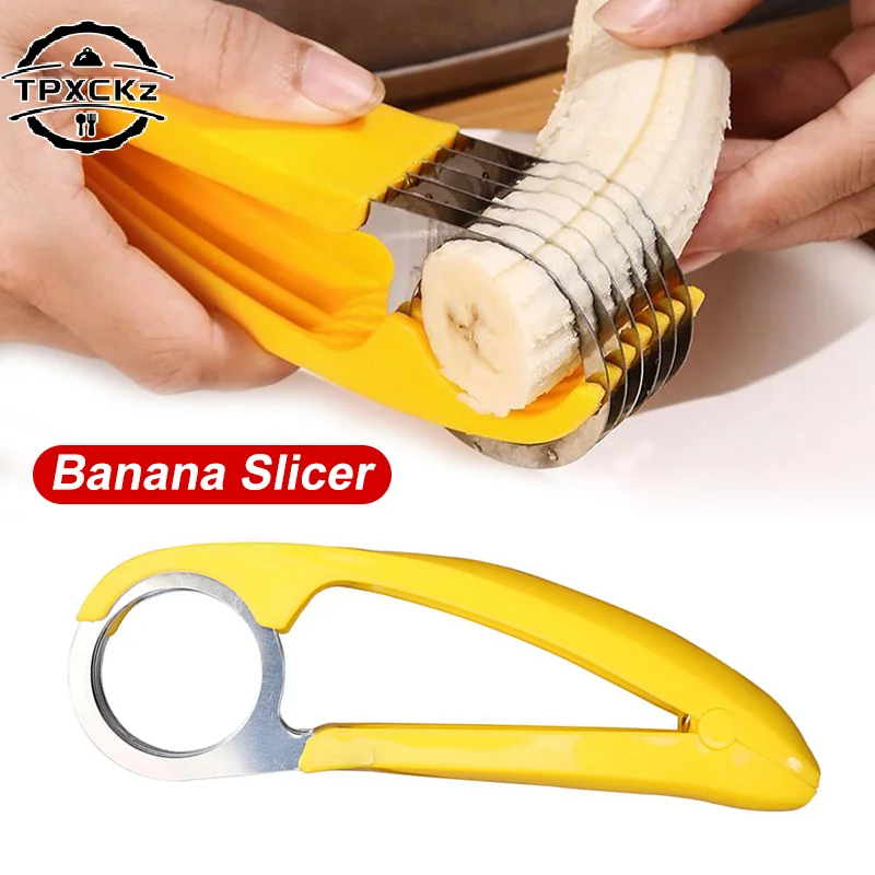 

1 шт., креативная нарезка для бананов, нарезка для колбас, острая нарезка для овощей и фруктов, нож для бананов из нержавеющей стали, кухонные аксессуары