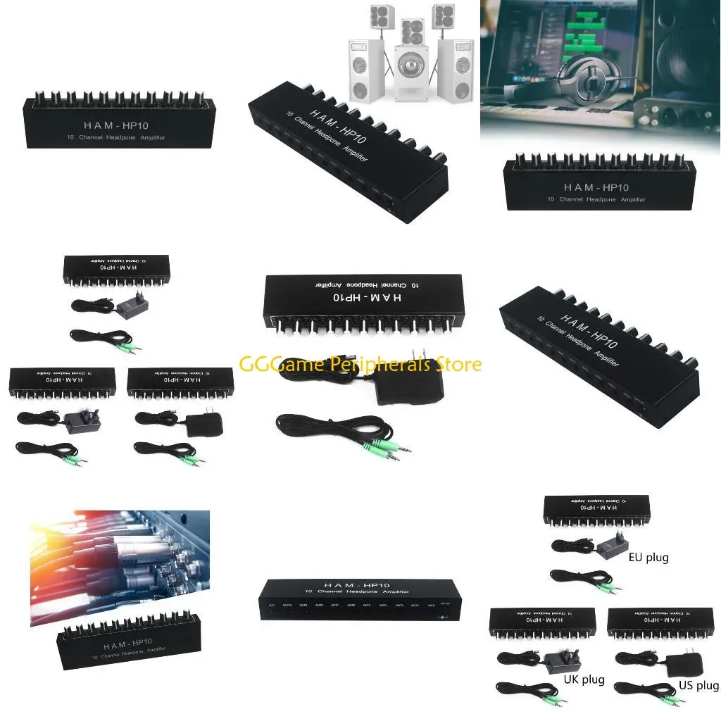 

U55B Studio 10-канальная система распределения наушников, органы управления звуком из алюминиевого сплава, слуховая лупа, 3,5 мм
