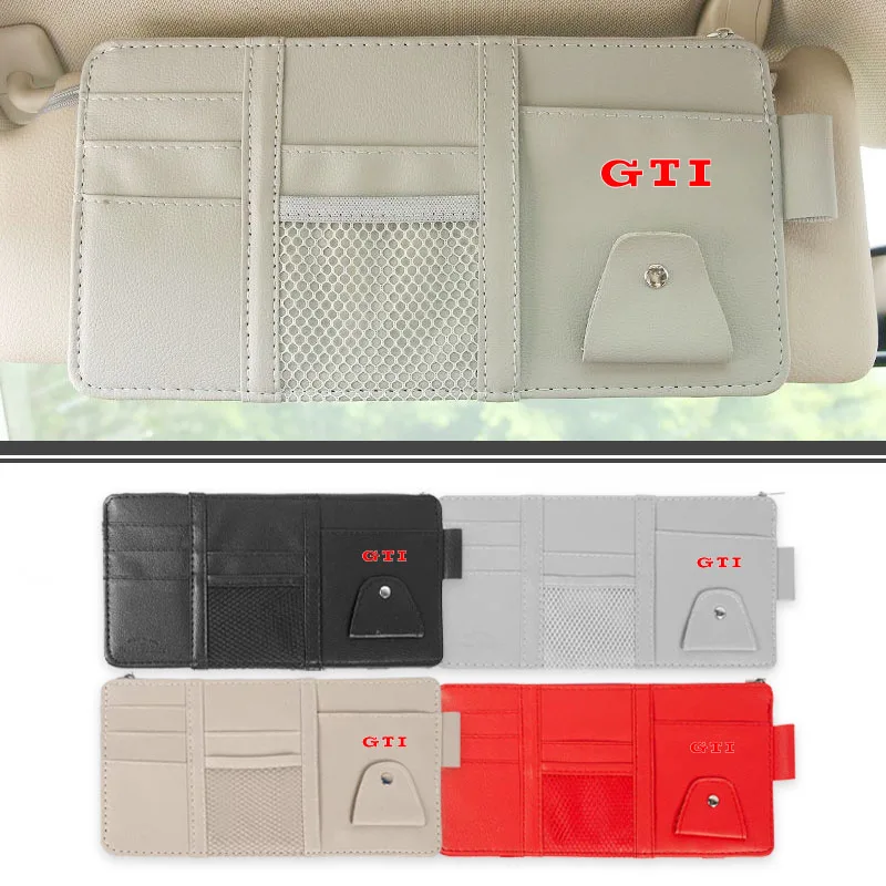 Car Sun Visor Point Type Multi-function Storage Bag Emblem For VW GTI Polo Golf-4 5 6 7 MK5 MK6 MK7 Tiguan Passat 3B7 601 171