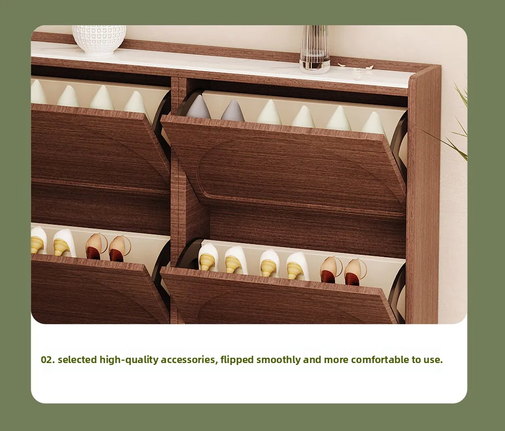 باب مدخل على طراز العصور الوسطى CP خزانة أحذية خشبية صلبة رفيعة للغاية باب منزلي شقة صغيرة خزانة مدخل ضيقة #5