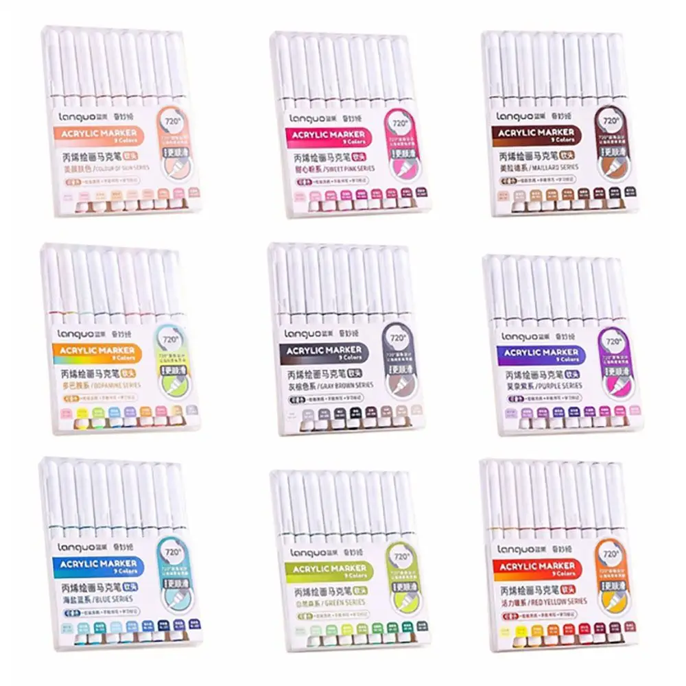 Pennarello portatile a 9 colori Penna impilabile per cancelleria artistica a colori Pennarelli per apprendimento Penna per acquerello artistico liquido dritto