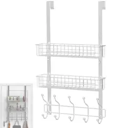 Over The Door Organizer No Drilling Door Rack With Multi Hooks Home Storage Arrangement Of Hooks For Bathroom Bedroom Living