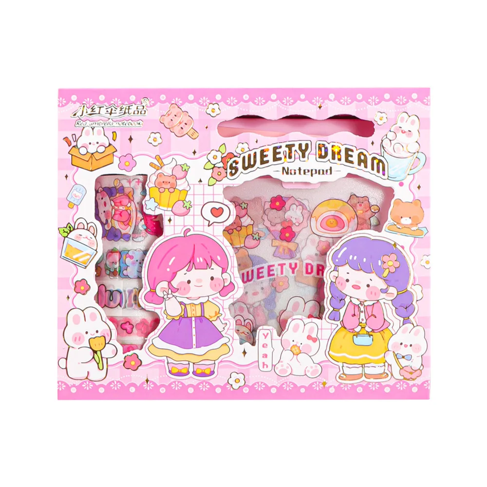 Cartoon Sticker Hand Account Tape Gift Box Tape Sticker Set Primary School Students DIY Material Frosted Sticker