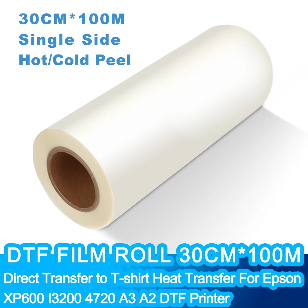 DTF Roll PET Film 30cm 30cm*100m Direct Transfer Printing Film T-shirts Fabric DTF Printer Heat Transfer Film Hot/cold Peel