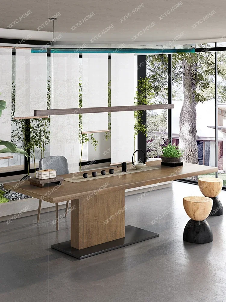 Um conjunto completo de mesa de chá moderna e simples em estilo log (cadeiras combinando)