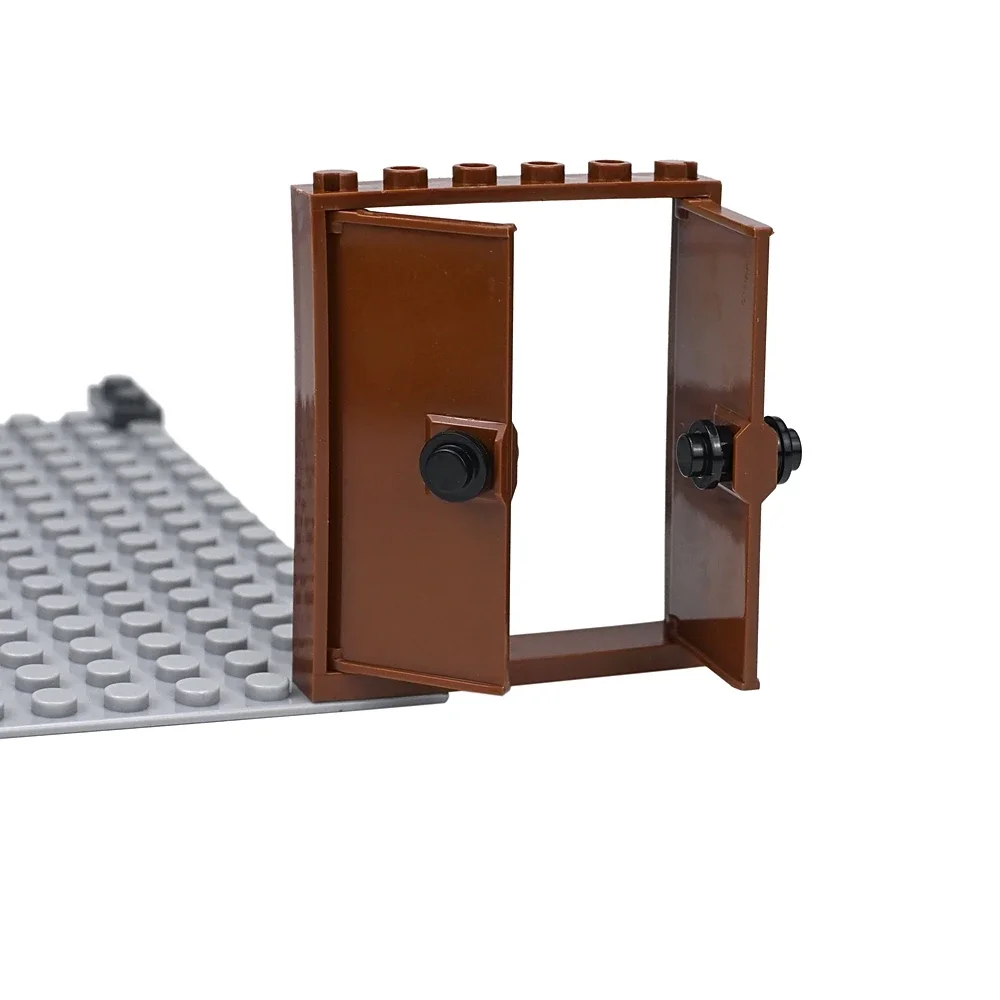 MOC Heim-Möbel Doppeltür-Bausteine mit Griff 1x6 1x4 Schrank-Fensterrahmen Schloss-Ziegel Kompatibel mit Kleinteilen – Detail 7