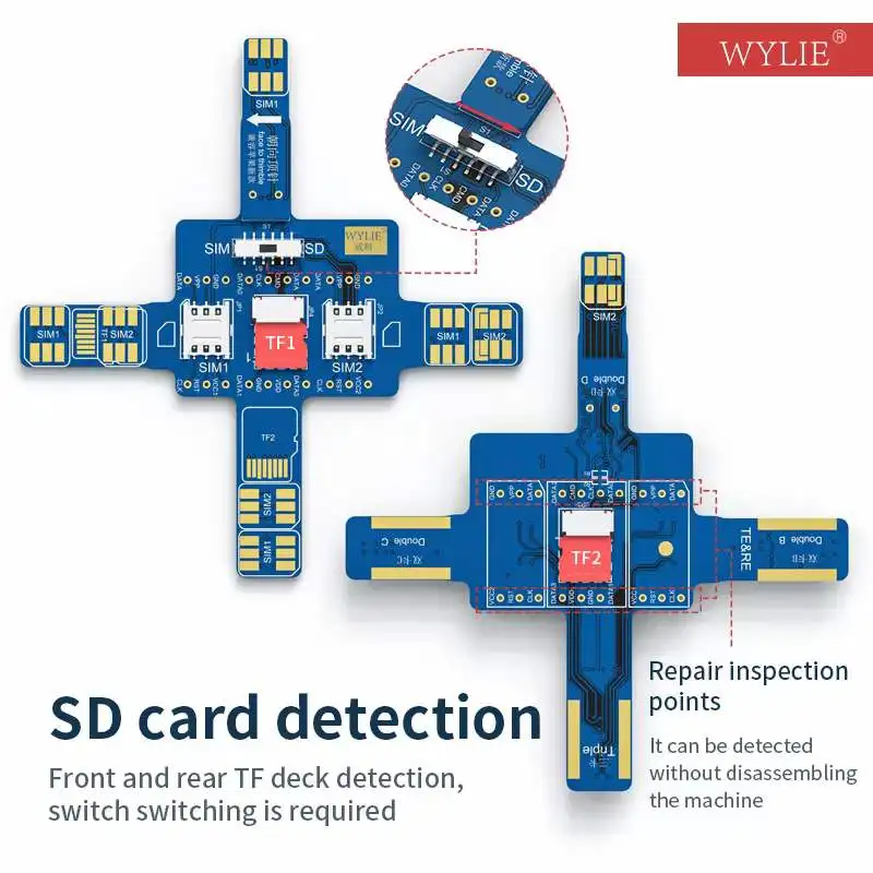 WYLIE Smartphone Sim Card Signal Universal Test Board SD Card Reader Tool For iPhone Samsung Huawei Xiaomi Android Phone