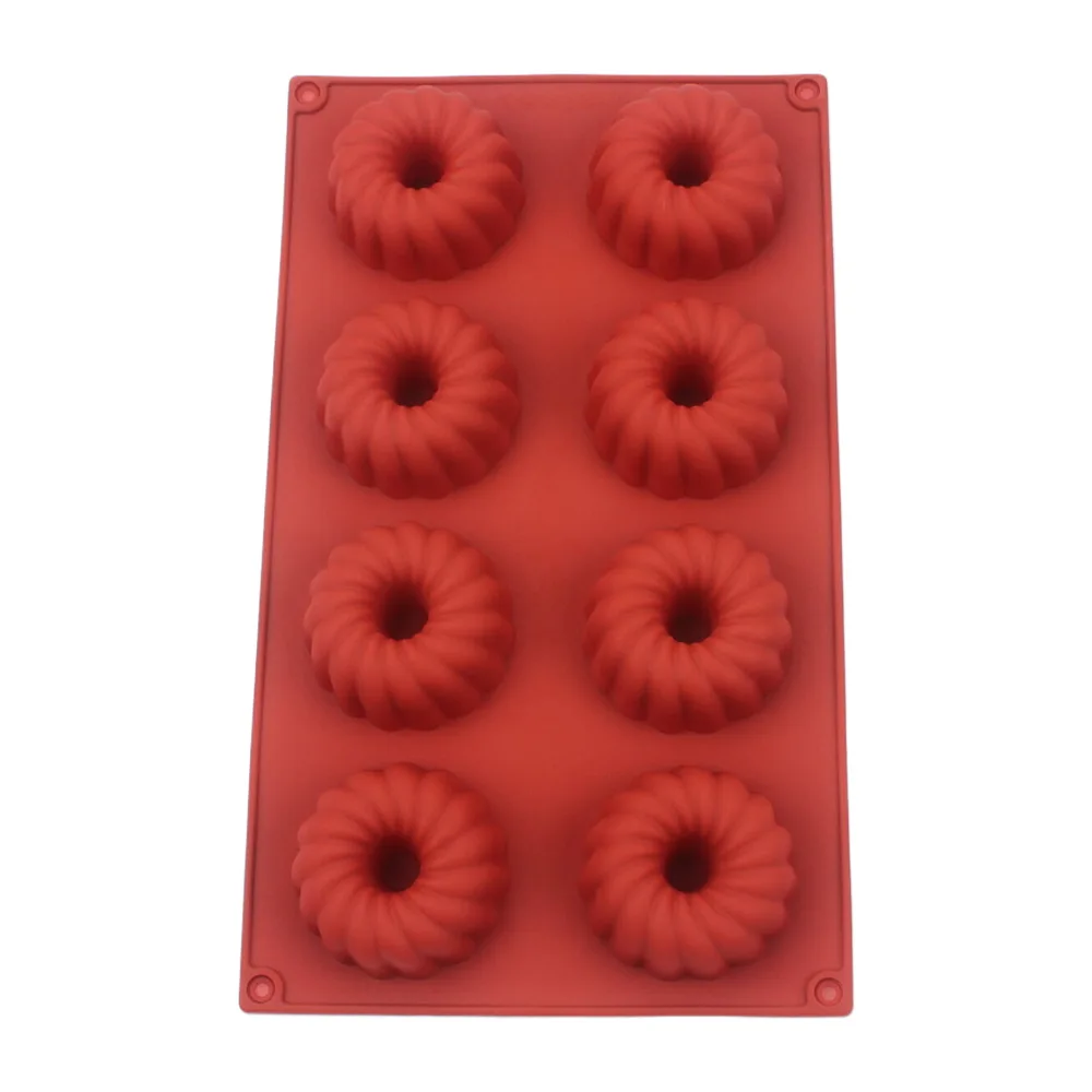 8 Grid Corrugated Silicone Mold Hollow Wave Donut Mould Non Stick Baking Mold For Cupcake Jelly Chocolate Soap Cake Baking Tools