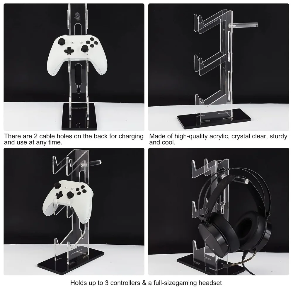 Universal 3 Tier Controller Holder Transparent Acrylic Game Controller Display Stand Detachable Gamepad Desktop Stand