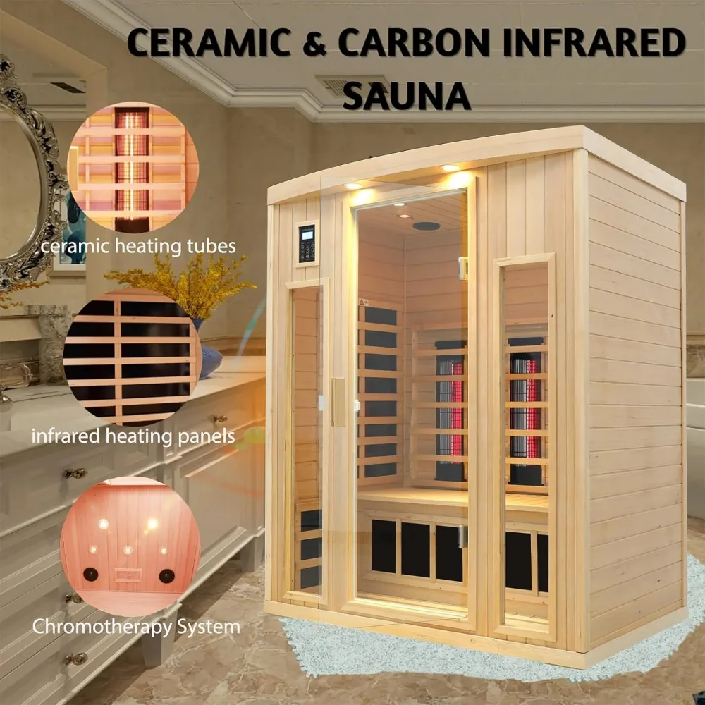 3 Person Infrared Sauna, Ceramic Infrared Sauna 3 Person, Far Infrared Saunas for Home, Low EMF Indoor Sauna