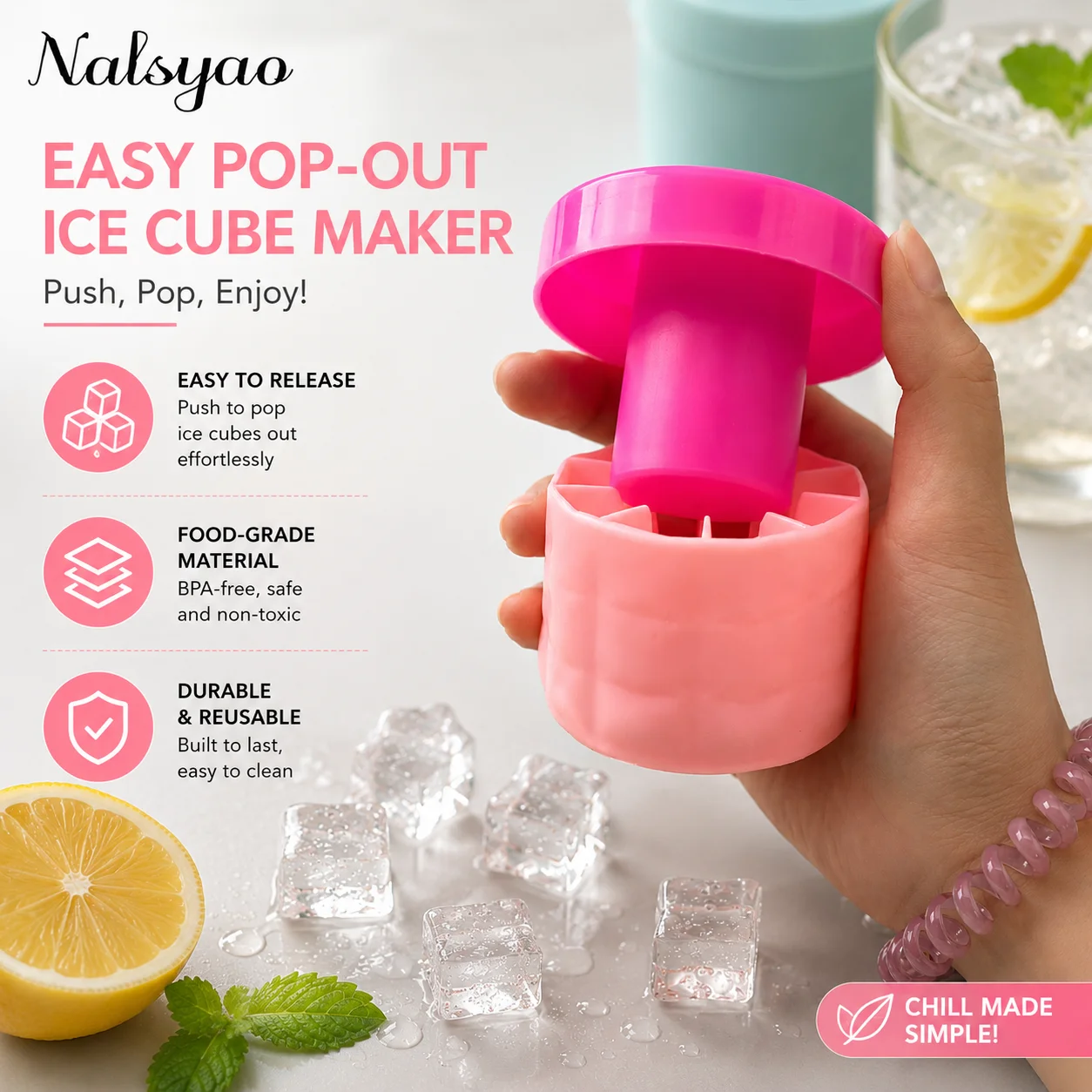 Food-Grade Silicone Ice Tray 60 grids Ice Cube Mold Withstands Low Temperatures Easy to Remove Doesn't Break Easy to Clean