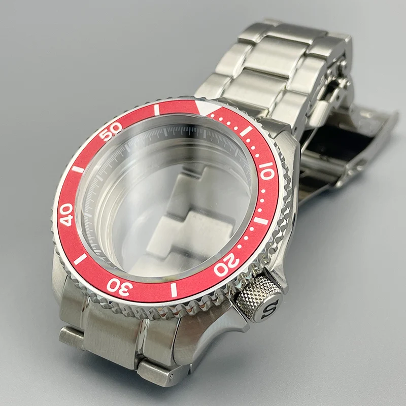 

Silver NH35 SKX007 Watch Cases With Steel Strap Sapphire Glass Fits NH35 NH36 NH38 4R 7S Movement SKX007 Watch Case Refit Parts