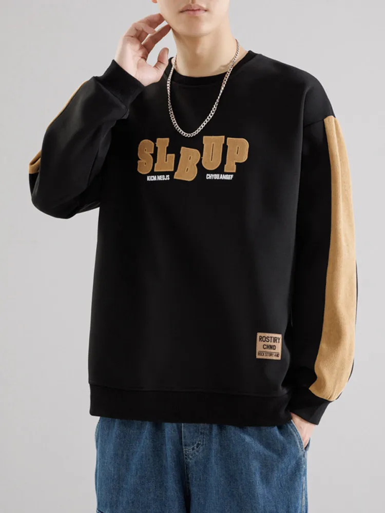 Fashion Contrast Lapel Oversized Sweatshirt Men's Vintage Baseball Uniform Hoodie for Male 2024 Hip Hop Street Button Pullover