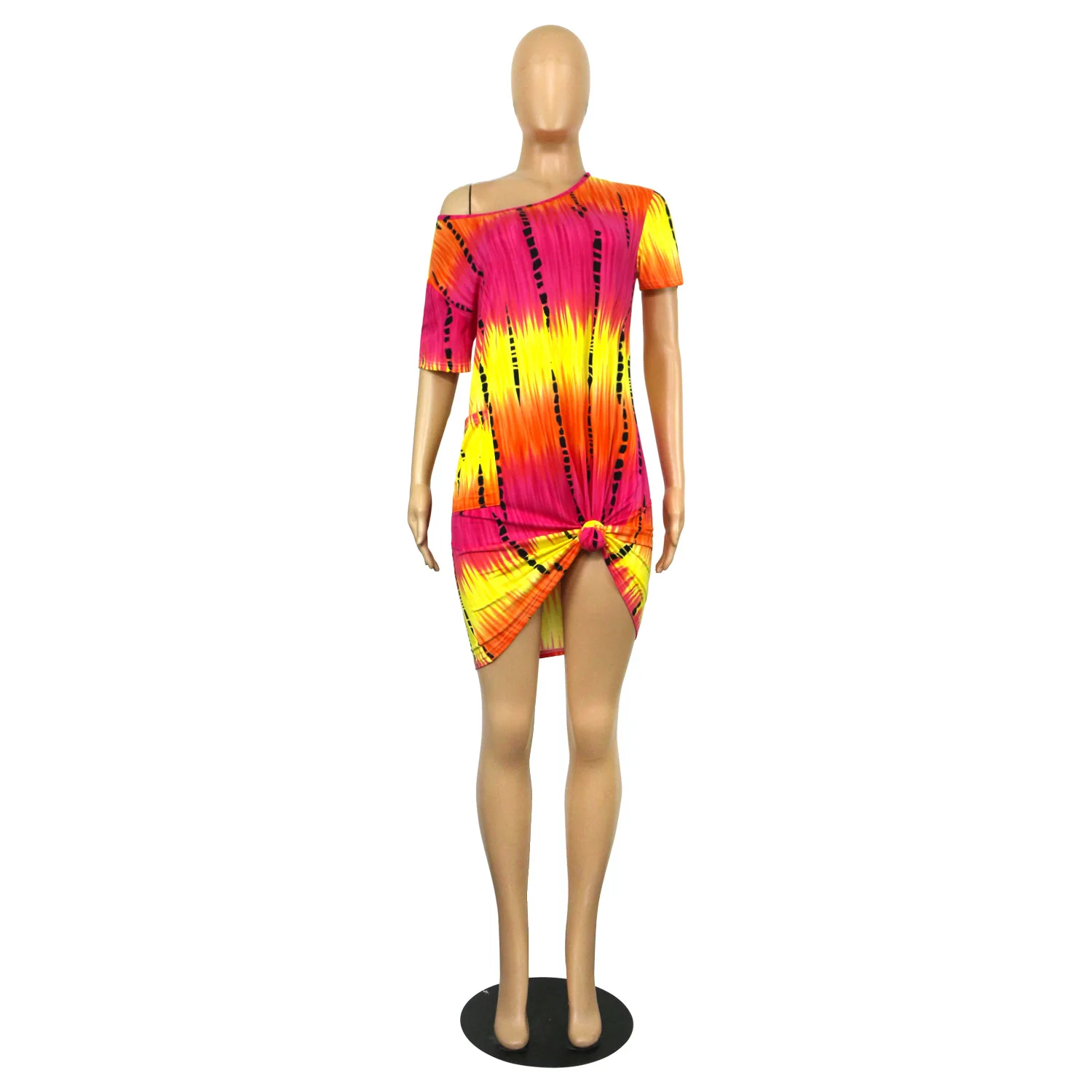 Haoohu outono nova camisa feminina vestido casual mini vestido de festa clube sexy tie dye fora do ombro bolso solto roupas femininas urbanas dentro