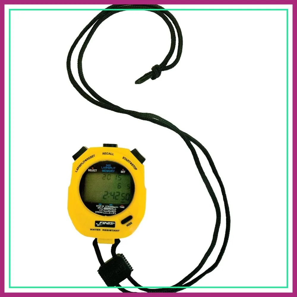 

Waterproof Stopwatch for Swim Training - 300 Split Memory - Stroke Rate Mode - Easy-Read Display