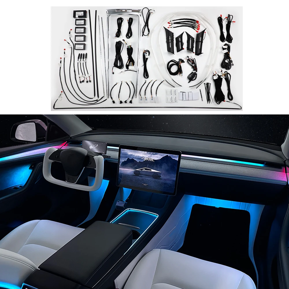 

LED Ambient Light for Tesla Model 3 Y Car Retrofit Atmosphere Lamps Mobile APP Control Ambient Kits