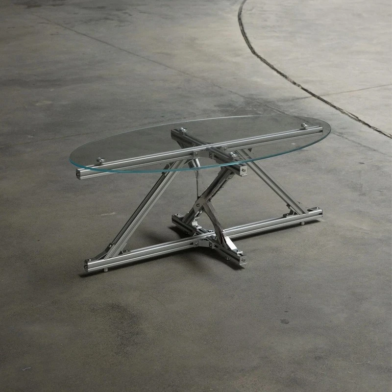 Mesa de centro ovalada, mesa de centro para sala de estar, mesa auxiliar de sofá de vidrio para el hogar con perfil de aluminio