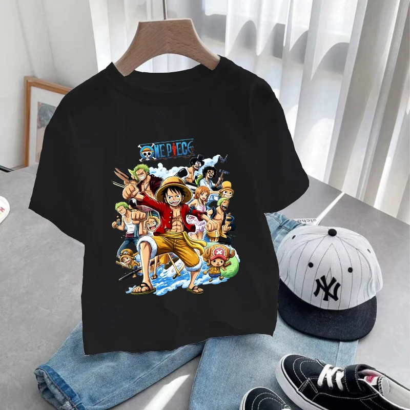 

Anime One Piece Children T Shirt Luffy Chopper Boy Summer Clothes Short Sleeve Kids Tee Shirts Cartoon Print Toddler Casual Tops