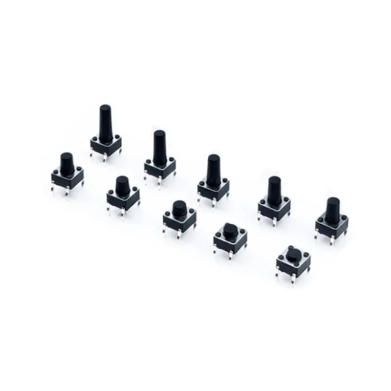 

1000PCS/Lot 6X6X5/4.3/6/7/8/9/10/11/12MM Tact Switch Push Button Switch 12V 4PIN DIP Micro Switch For TV/Toys/Home Use Button