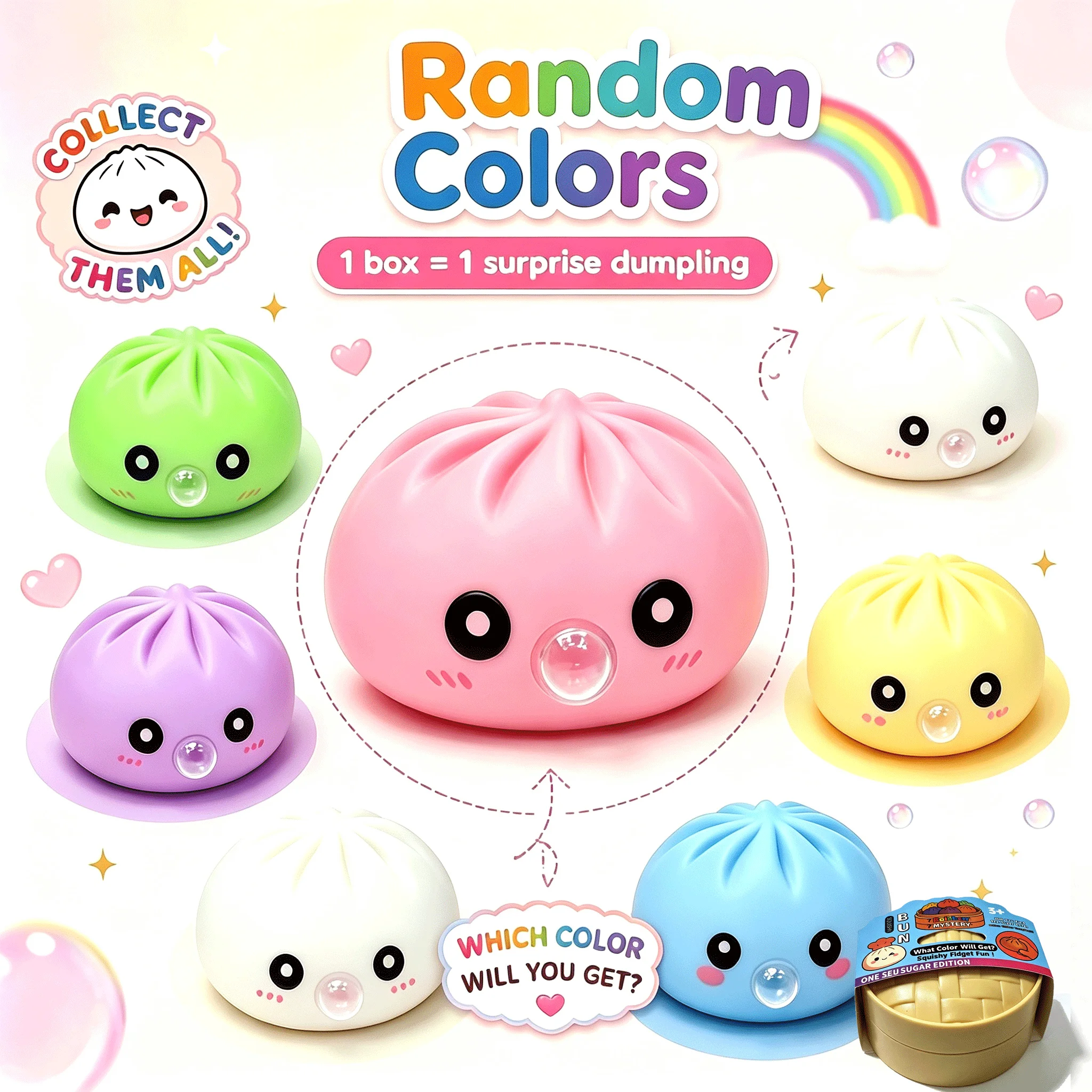 Blowing Bubble Dumpling Squishies Toy Dumpling Squishy Set with Steamer Slow Rebound Stress Relief Fidget Sensory Training Toy