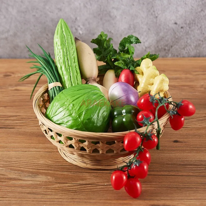 1set Fake vegetable models, fake cucumbers, bitter melon, eggplants, home cabinets, shop decorations, photography props