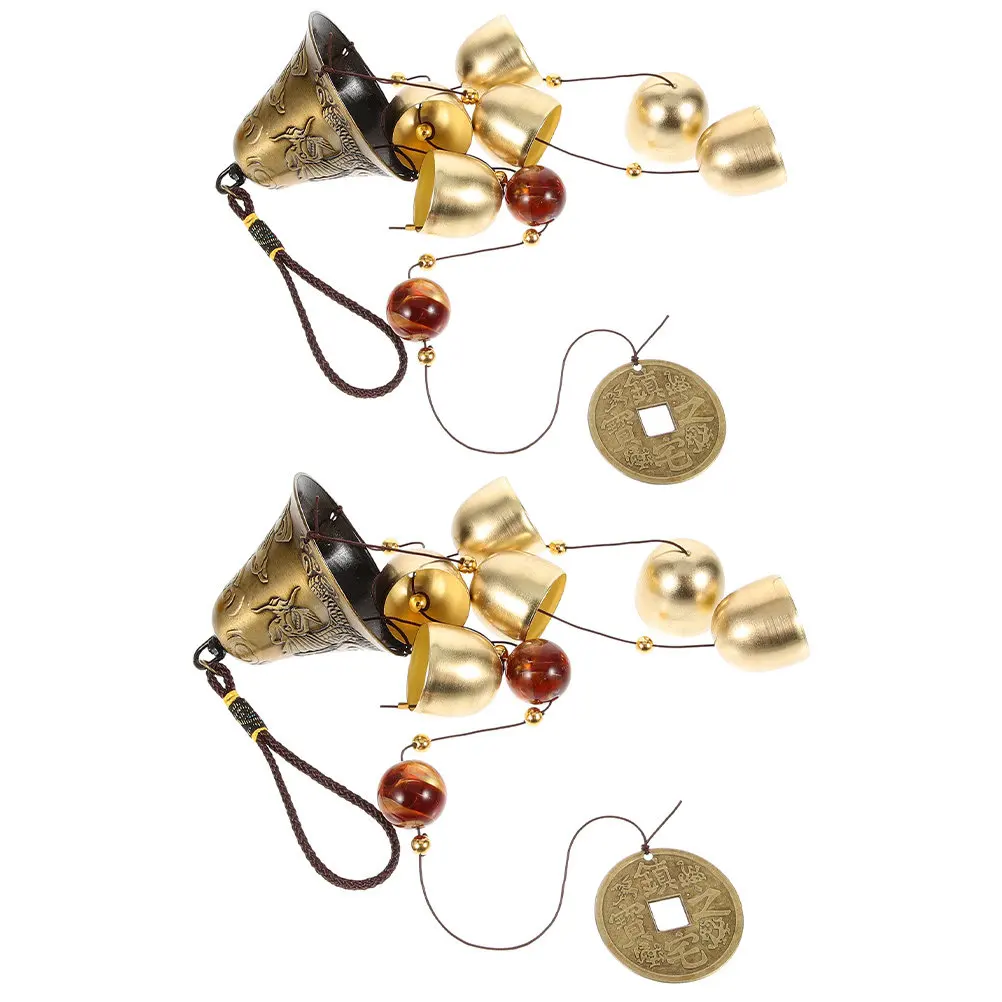 2Pcs Feng Shui Wind Chimes Alloy Dragon Bell Hanging Home Garden Outdoor Decorative Lucky Charm Alloy Wind Chimes