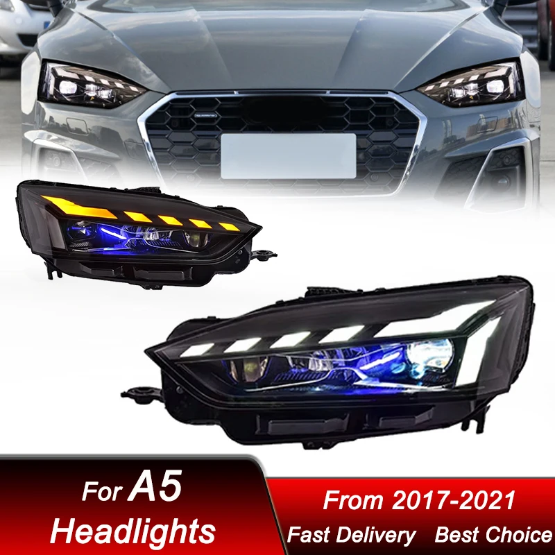 

Pop Car Headlights For Audi A5 2017-2021 RS Style LED Auto Head Lamp Assembly Upgrade High Configure Projector Lens Accessories