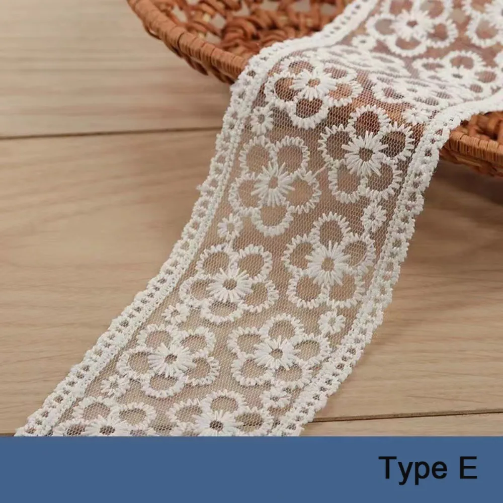 

5 Yards Pure Cotton Sewing Trim DIY Craft Accessory White Flowers Fringe Trimming Ribbon Multi-size Decor Ribbon Lace Trim