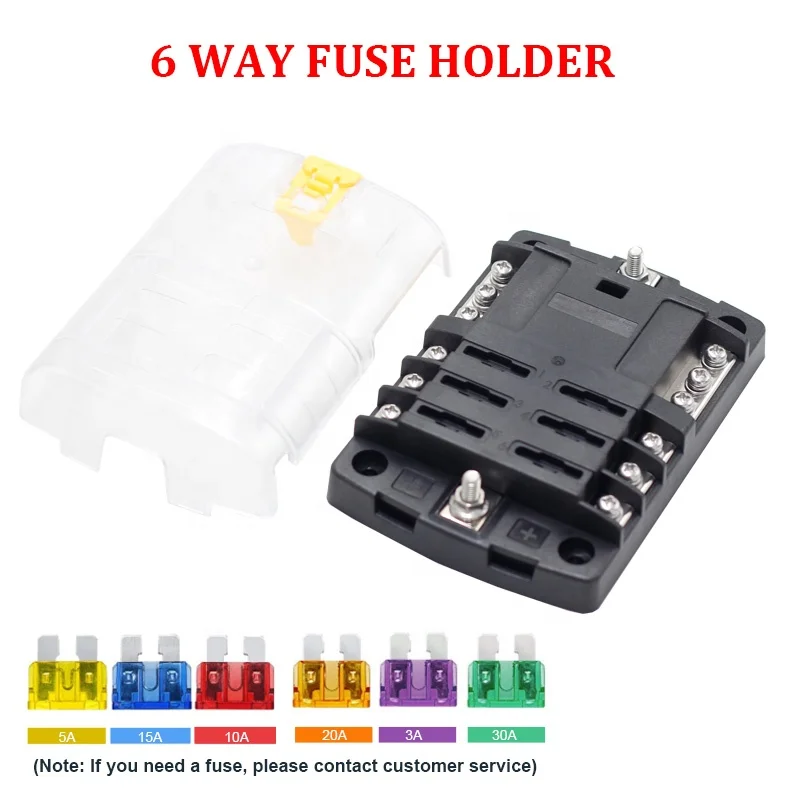 ST Blade ATO / ATC Fuse Blocks fuse Holder Negative pole 12V 24V 6 way Yellow cover fuse Box for car boat marine