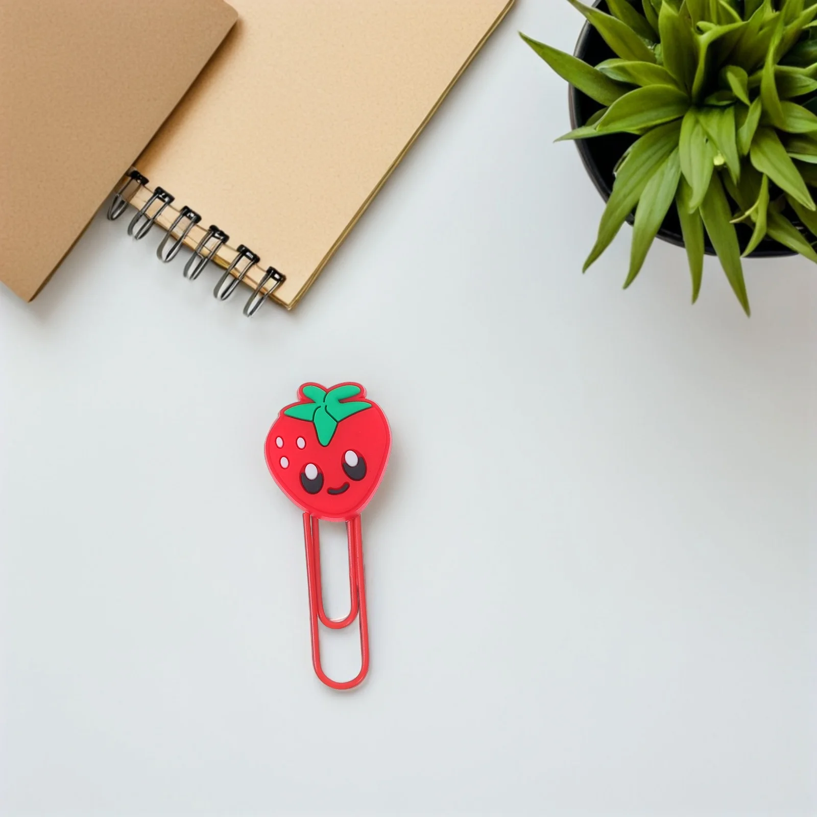 

30Pcs Strawberry Paper Clips Cute Waterproof PVC Bookmark Clips Cartoon Creative Paperclips for Students Office Classroom